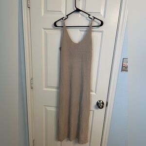 Leith Neutral Scoop Neck Knit Dress - Taupe